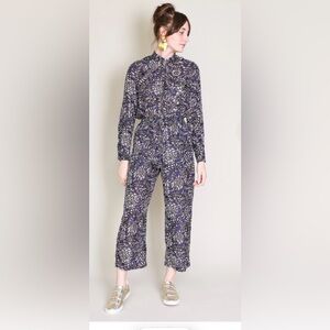 Apiece Apart silk floral jumpsuit with zip neckline